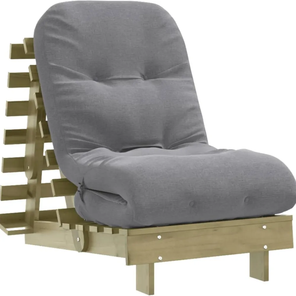 vidaXL Futones-Futón sofá cama con colchón madera impregnada pino 60x206x11 cm