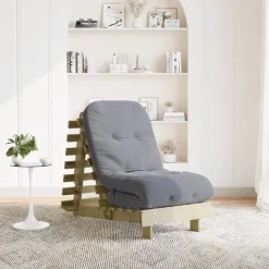 vidaXL Futones-Futón sofá cama con colchón madera impregnada pino 60x206x11 cm