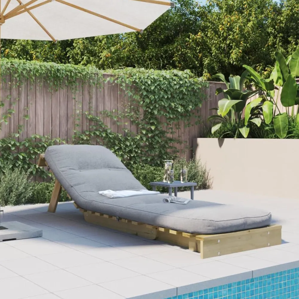 vidaXL Futones-Futón sofá cama con colchón madera impregnada pino 60x206x11 cm