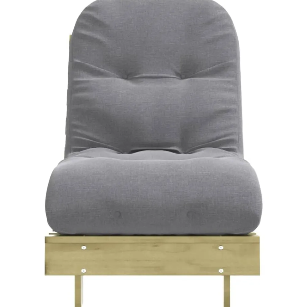 vidaXL Futones-Futón sofá cama con colchón madera impregnada pino 60x206x11 cm