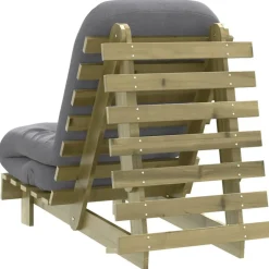 vidaXL Futones-Futón sofá cama con colchón madera impregnada pino 60x206x11 cm