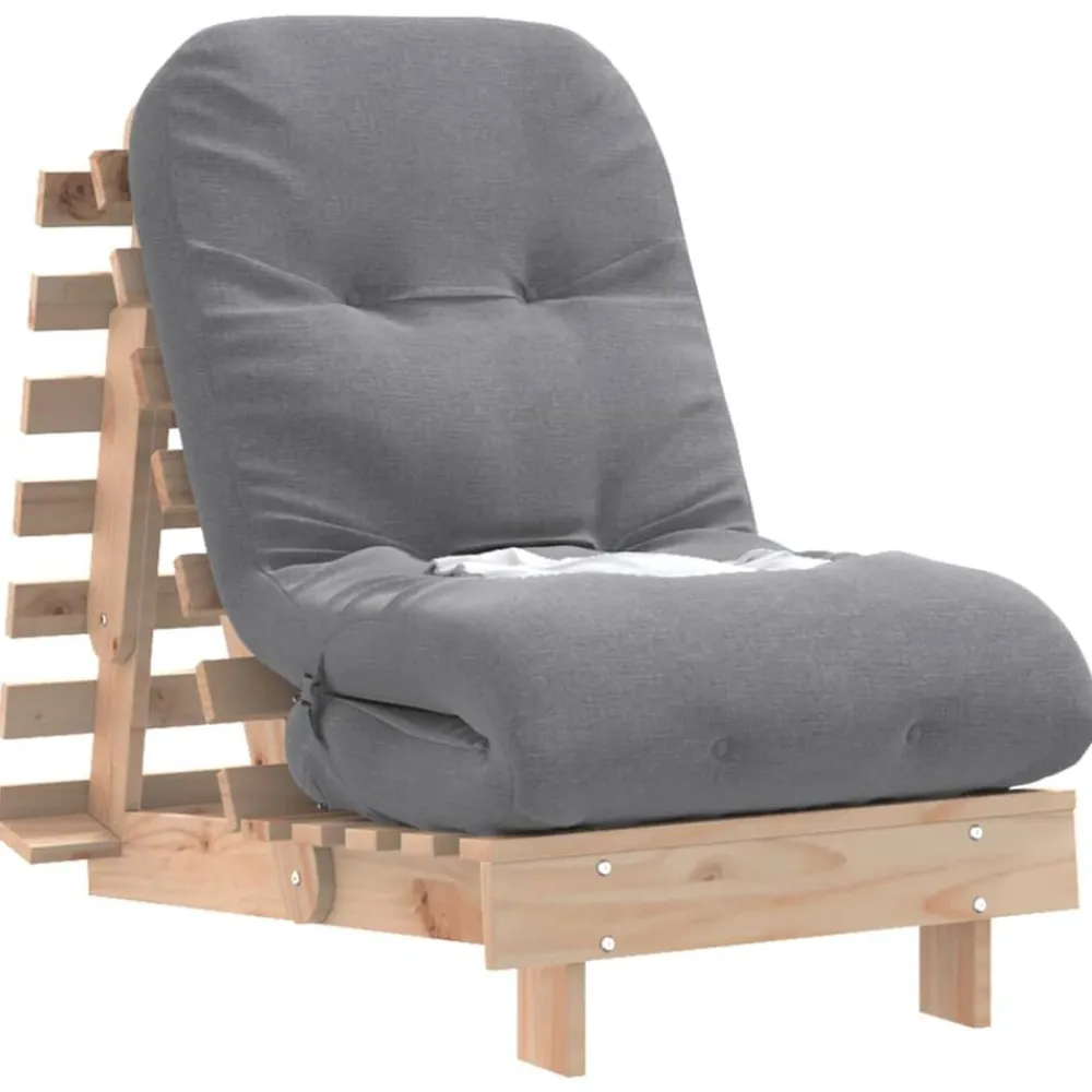 vidaXL Futones-Futón sofá cama con colchón madera maciza de pino 60x206x11 cm