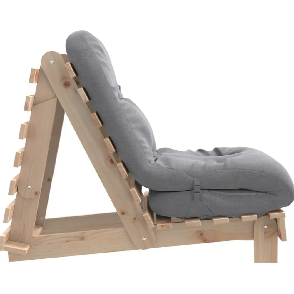vidaXL Futones-Futón sofá cama con colchón madera maciza de pino 60x206x11 cm