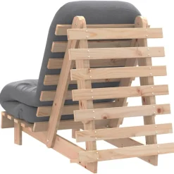 vidaXL Futones-Futón sofá cama con colchón madera maciza de pino 60x206x11 cm