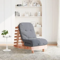 vidaXL Futón sofá cama con colchón madera maciza Douglas 60x206x11 cm Douglas natural Best