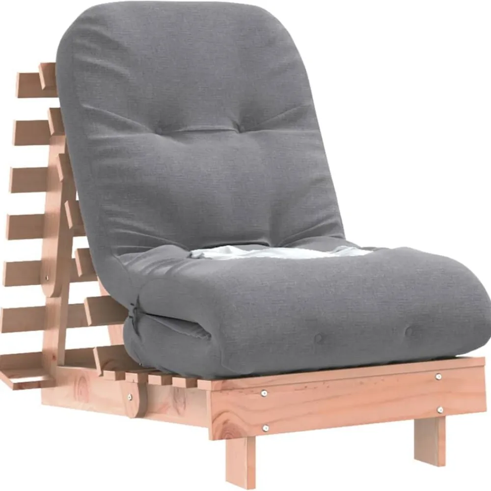 vidaXL Futón sofá cama con colchón madera maciza Douglas 60x206x11 cm Douglas natural Best