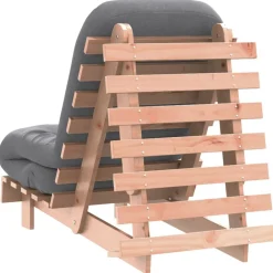 vidaXL Futón sofá cama con colchón madera maciza Douglas 60x206x11 cm Douglas natural Best