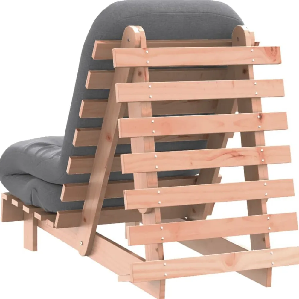 vidaXL Futón sofá cama con colchón madera maciza Douglas 60x206x11 cm Douglas natural Best