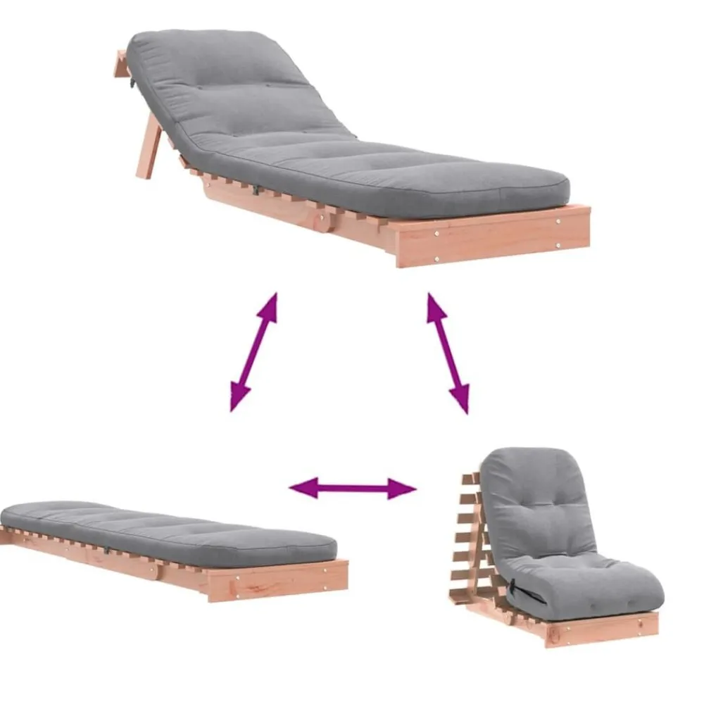 vidaXL Futón sofá cama con colchón madera maciza Douglas 60x206x11 cm Douglas natural Best