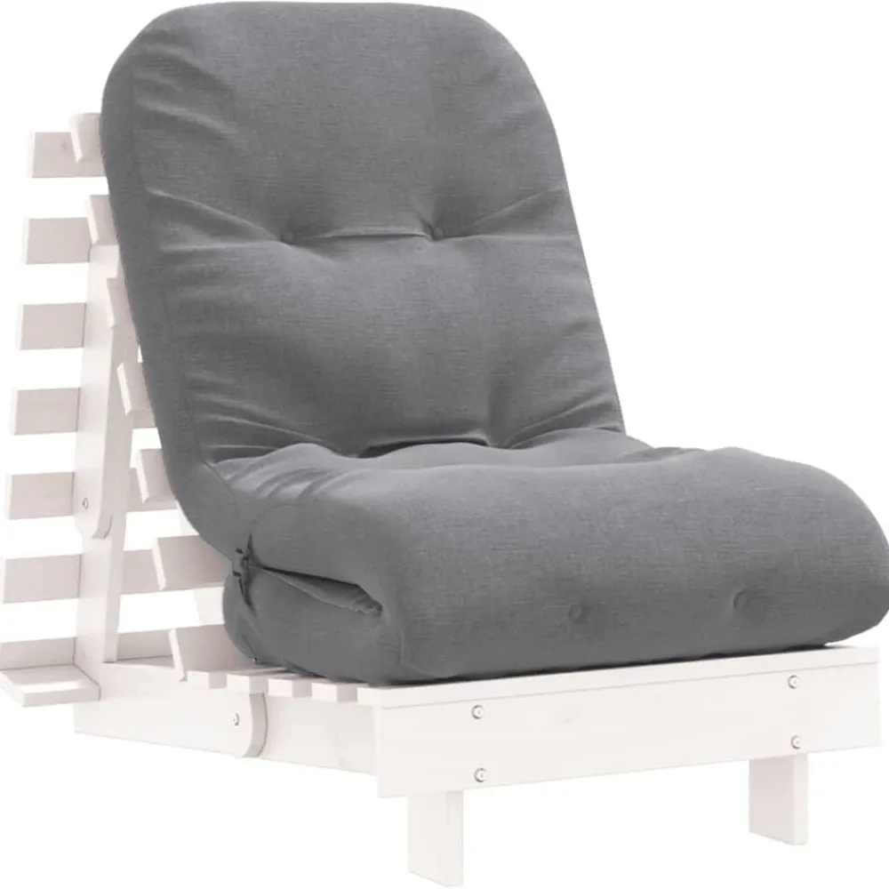 vidaXL Futones-Futón sofá cama con colchón madera maciza 60x206x11 cm