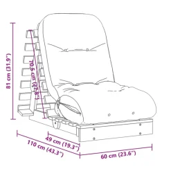 vidaXL Futones-Futón sofá cama con colchón madera maciza 60x206x11 cm