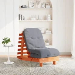 vidaXL Futón sofá cama con colchón madera maciza marrón 60x206x11 cm Marr&oacute;n cera New