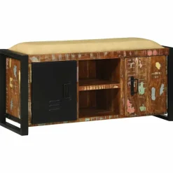 vidaXL Bancos-Gabinete de banco Multicolor Madera maciza recuperada