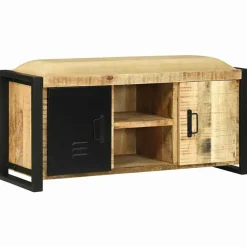 vidaXL Bancos-Gabinete de banco Marrón Madera maciza de Mango