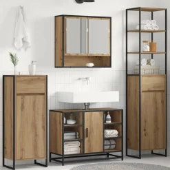 vidaXL Gabinete de Baño con cajón Roble Artesanal 40 x 30 x 100 cm Roble artisan New