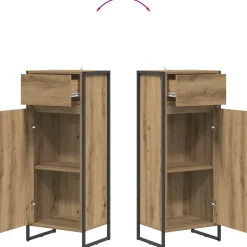 vidaXL Gabinete de Baño con cajón Roble Artesanal 40 x 30 x 100 cm Roble artisan New