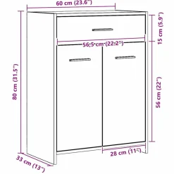 vidaXL Conjuntos De Muebles-Gabinete de Baño con cajón 60 x 33 x 80 cm