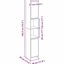vidaXL Conjuntos De Muebles-Gabinete de Baño con puerta 30 x 30 x 183,5 cm