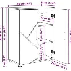 vidaXL Armarios Y Almacenamiento-Gabinete de Baño con almacenamiento 60 x 35 x 80 cm