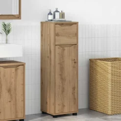 vidaXL Armarios Y Almacenamiento-Gabinete de Baño con cajón Roble artesanal 30,5 x 30 x 101 cm