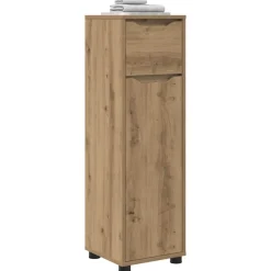 vidaXL Armarios Y Almacenamiento-Gabinete de Baño con cajón Roble artesanal 30,5 x 30 x 101 cm