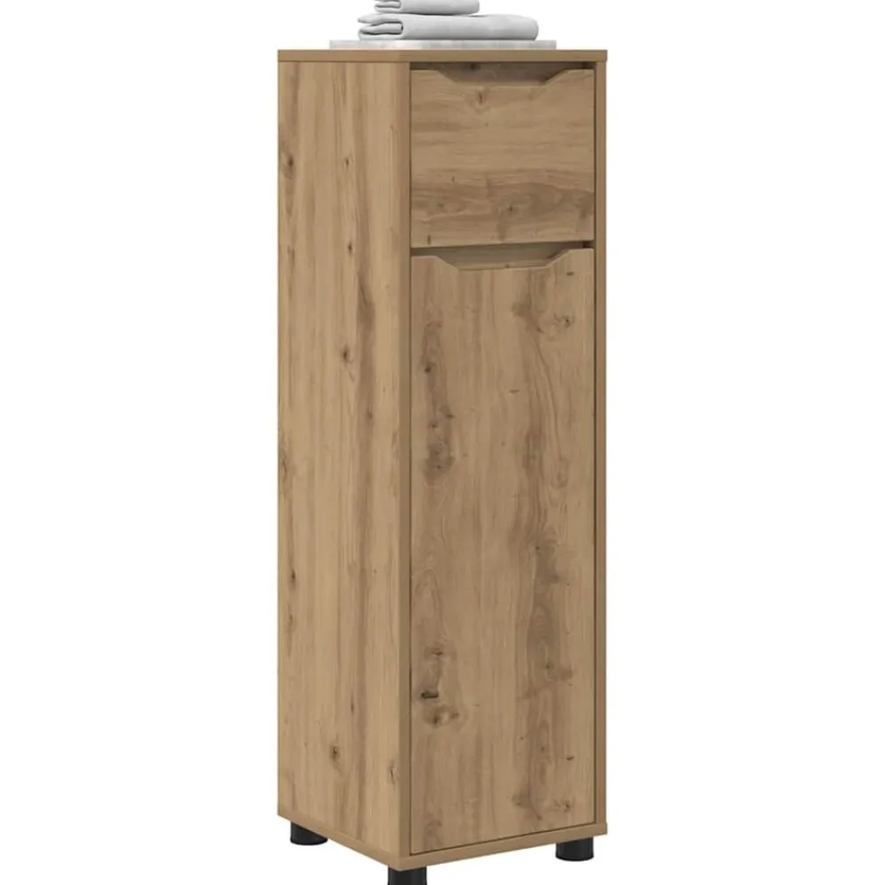 vidaXL Armarios Y Almacenamiento-Gabinete de Baño con cajón Roble artesanal 30,5 x 30 x 101 cm