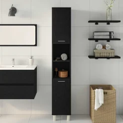 vidaXL Conjuntos De Muebles|Armarios Y Almacenamiento-Gabinete de Baño con estante 30 x 30 x 179 cm