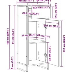 vidaXL Gabinete de Baño Sonoma 40 x 30 x 100 cm Madera contrachapada Roble Sonoma Discount