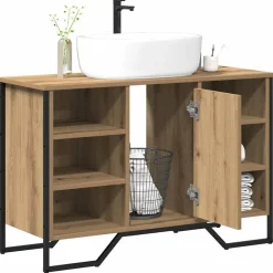 vidaXL Gabinete de Lavabo para Baño Roble artesanal 91 x 35 x 60 cm Roble artisan Sale