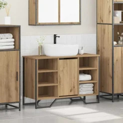 vidaXL Gabinete de Lavabo para Baño Roble artesanal 91 x 35 x 60 cm Roble artisan Sale