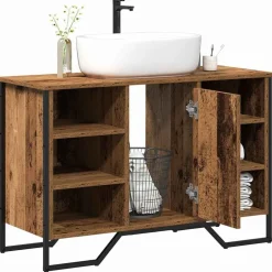 vidaXL Gabinete de Lavabo para Baño 91 x 35 x 60 cm Madera vieja Discount