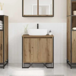 vidaXL Conjuntos De Muebles-Gabinete de Lavabo para Baño Roble artesanal 60 x 35 x 60 cm