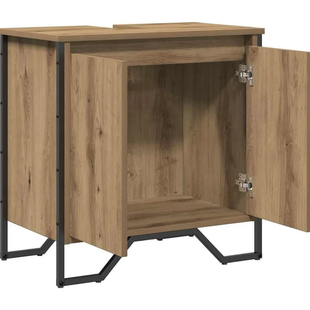 vidaXL Conjuntos De Muebles-Gabinete de Lavabo para Baño Roble artesanal 60 x 35 x 60 cm