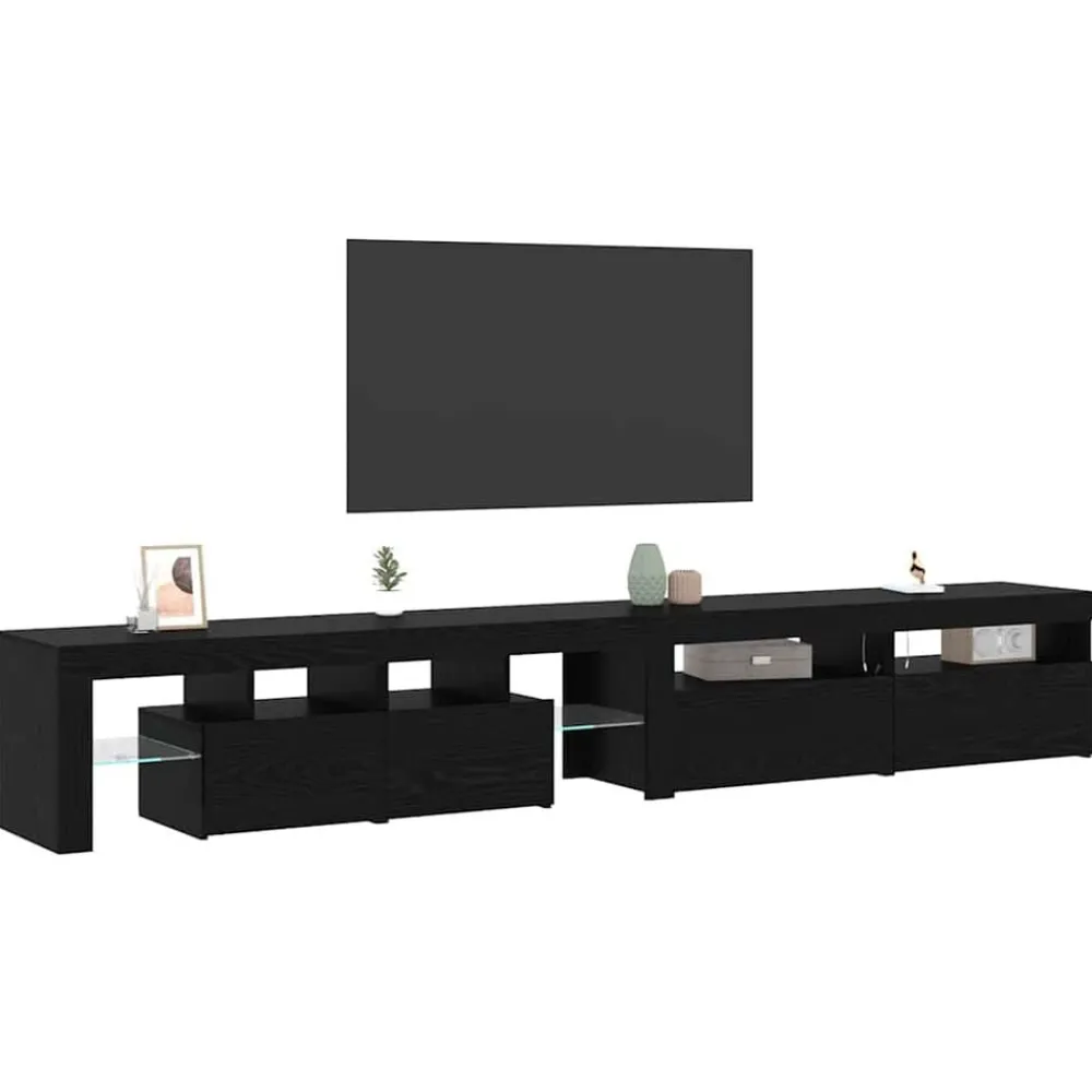 vidaXL Gabinete de TV 3 pcs Roble Negro 260 x 37 x 40 cm Discount
