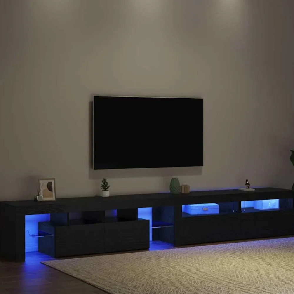 vidaXL Gabinete de TV 3 pcs Roble Negro 260 x 37 x 40 cm Discount