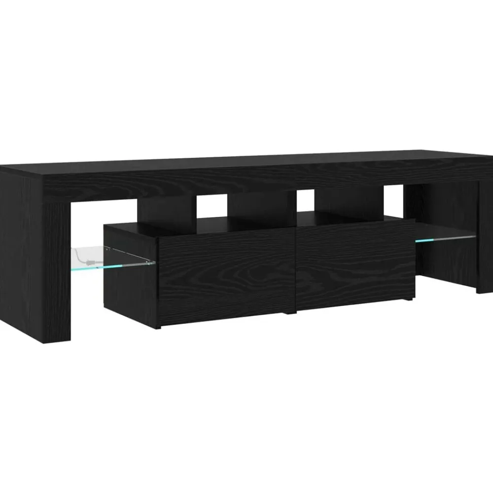 vidaXL Gabinete de TV 3 pcs Roble Negro 260 x 37 x 40 cm Discount