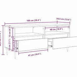 vidaXL Gabinete de TV con cajón 100 x 34,5 x 44,5 cm Madera vieja Best
