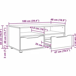 vidaXL Muebles Tv-Gabinete de TV con cajón 100 x 48 x 43 cm