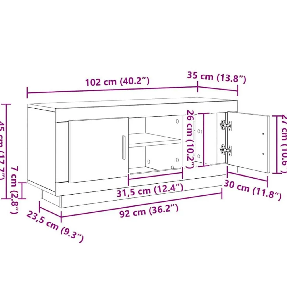 vidaXL Muebles Tv-Gabinete de TV 102 x 35 x 45 cm