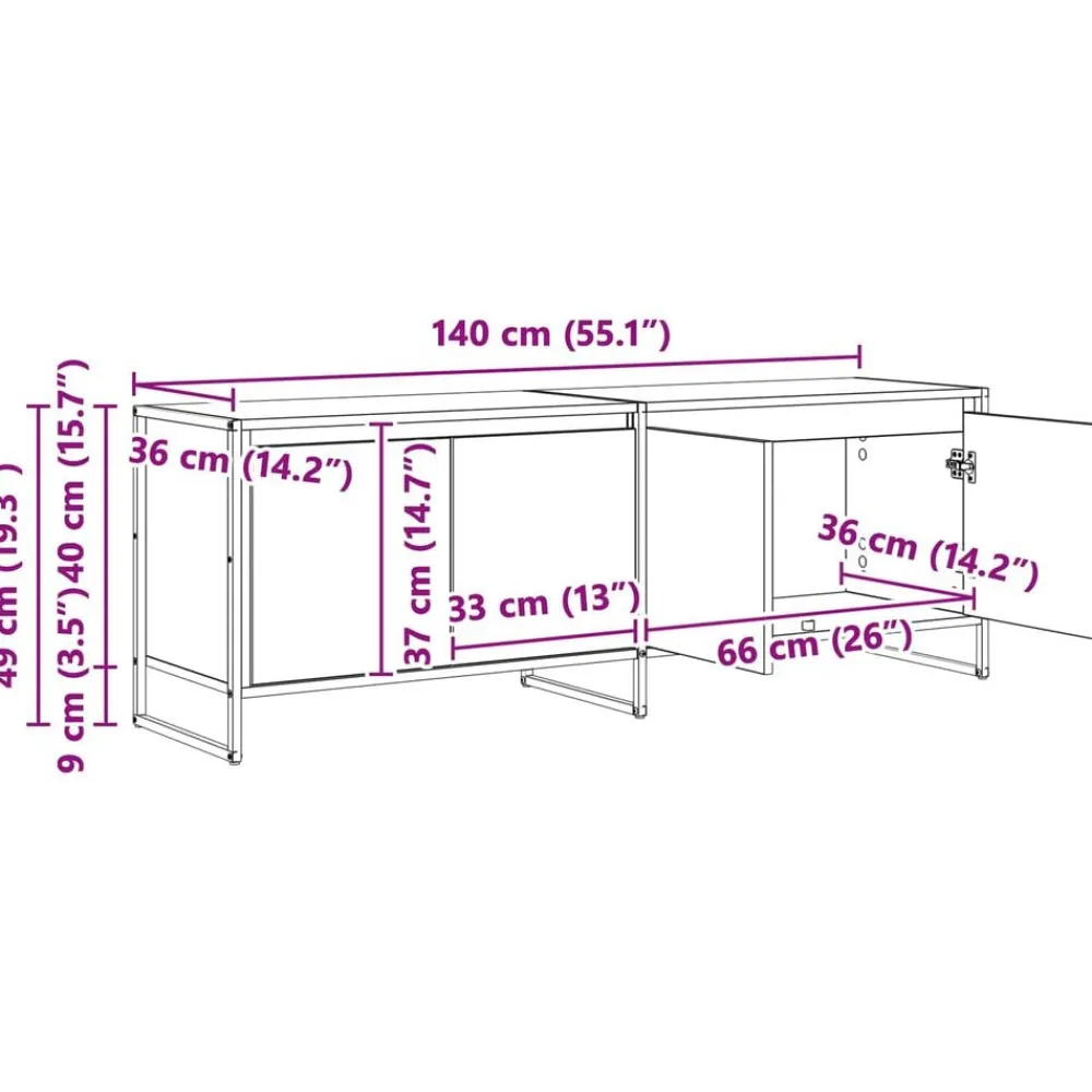 vidaXL Muebles Tv-Gabinete de TV 140 x 36 x 49.5 cm