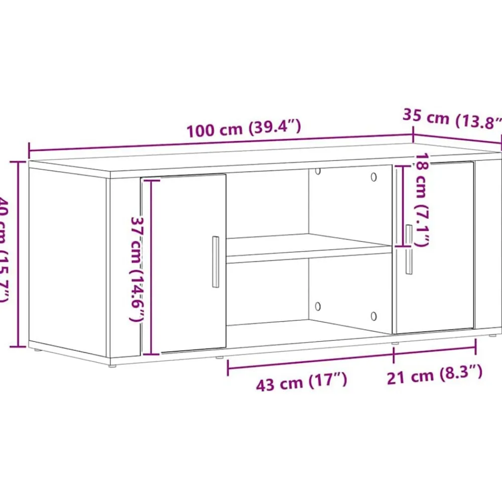 vidaXL Gabinete de TV 100 x 35 x 40 cm Madera vieja Outlet