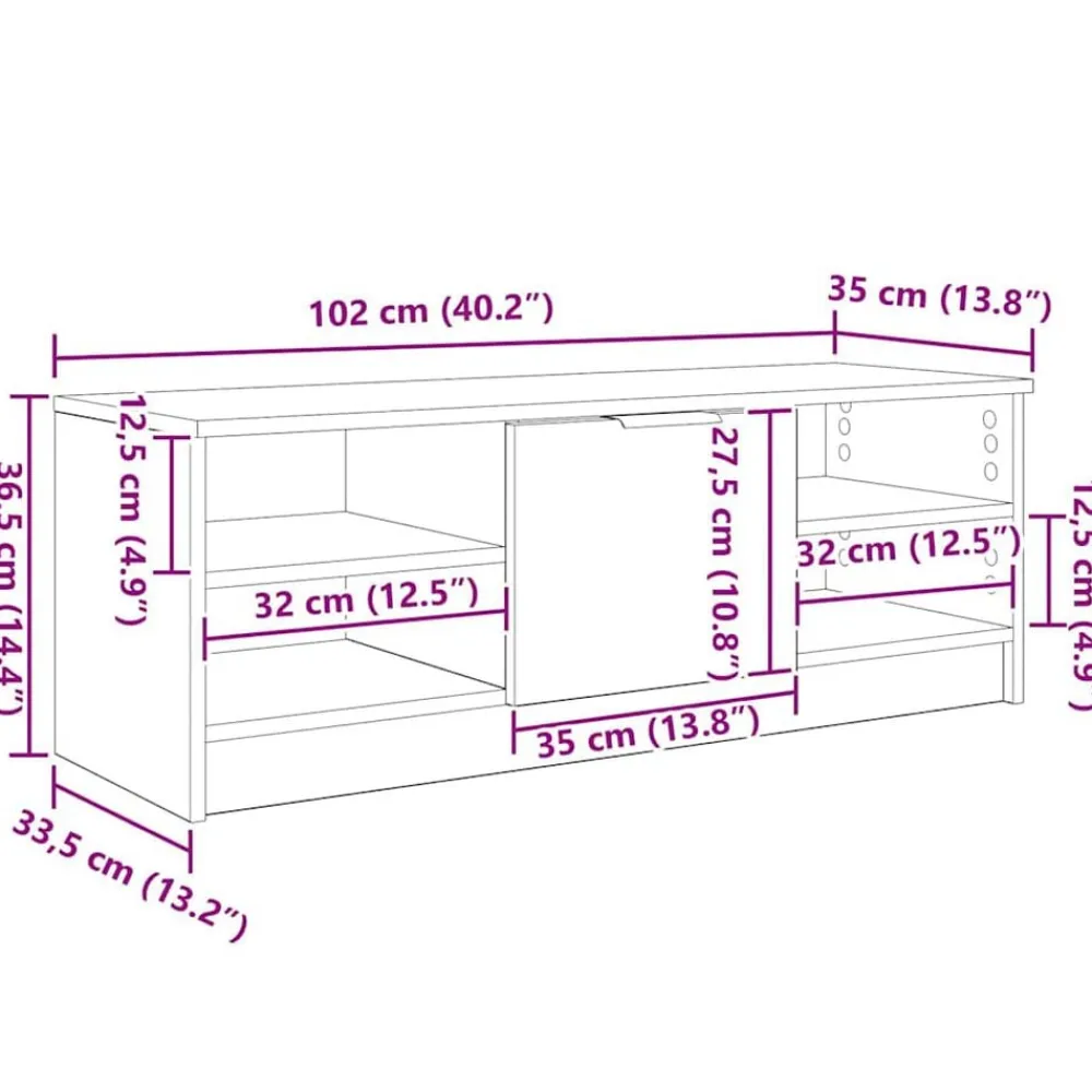 vidaXL Muebles Tv-Gabinete de TV 102 x 35 x 36,5 cm