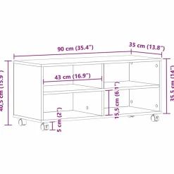 vidaXL Muebles Tv-Gabinete de TV Marrón 90 x 35 x 40.5 cm Madera contrachapada