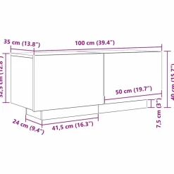 vidaXL Gabinete de TV 100 x 35 x 40 cm Roble negro