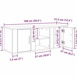 vidaXL Muebles Tv-Gabinete de TV Roble artesanal 100 x 31,5 x 35 cm