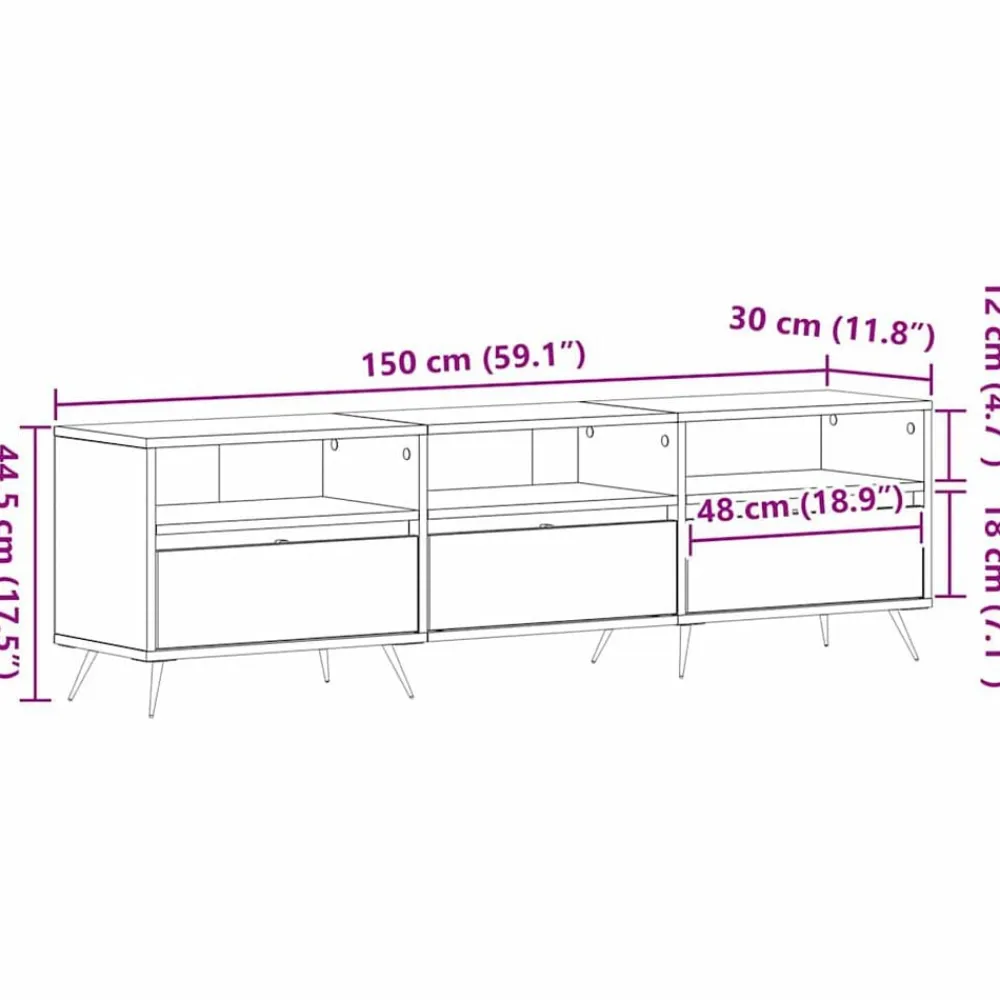 vidaXL Muebles Tv-Gabinete de TV 150 x 30 x 44,5 cm