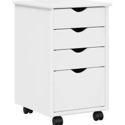 vidaXL Gabinete rodante con rueda 34 x 39 x 56 cm Pino macizo White New