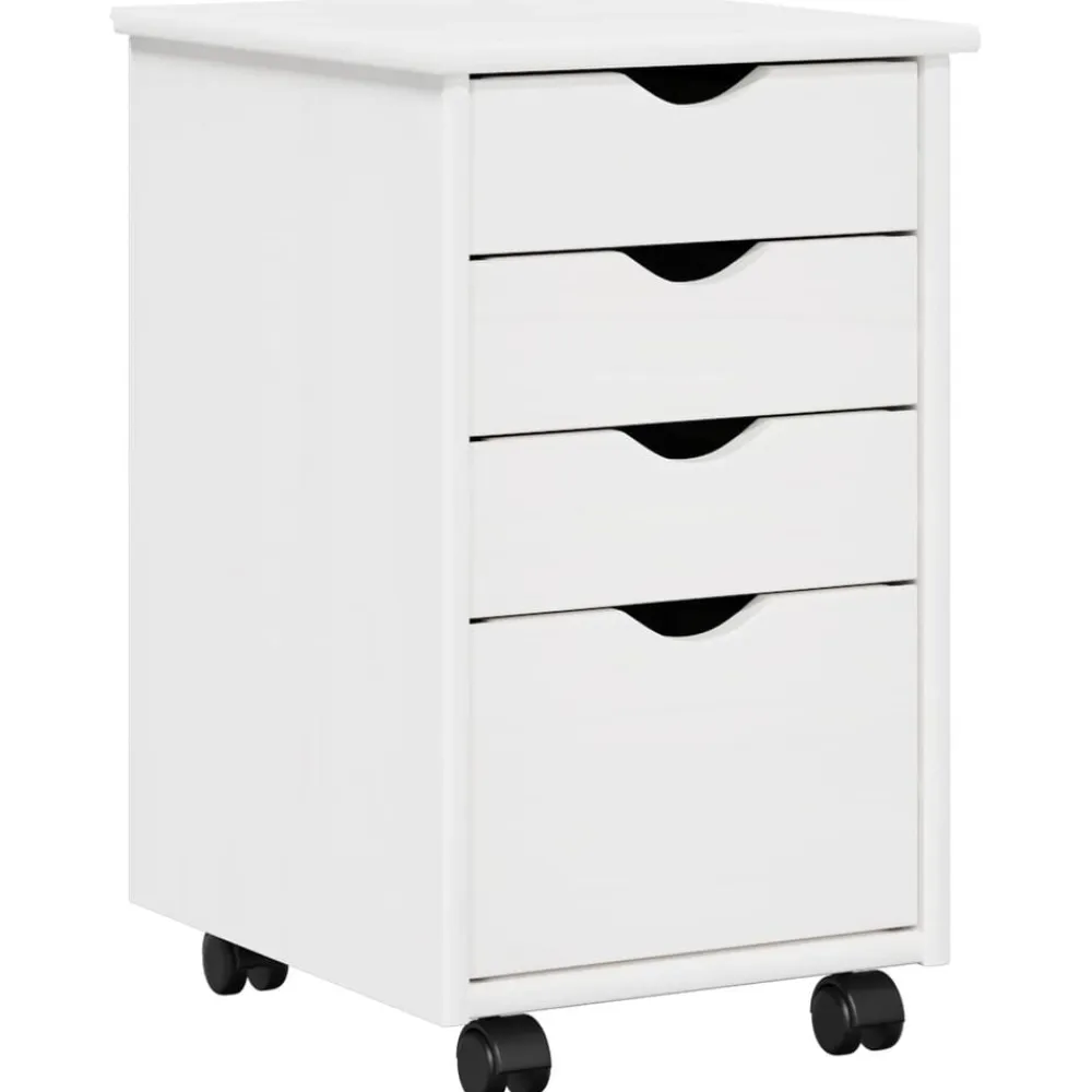 vidaXL Gabinete rodante con rueda 34 x 39 x 56 cm Pino macizo White New