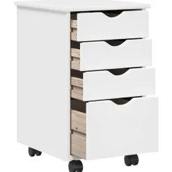 vidaXL Gabinete rodante con rueda 34 x 39 x 56 cm Pino macizo White New