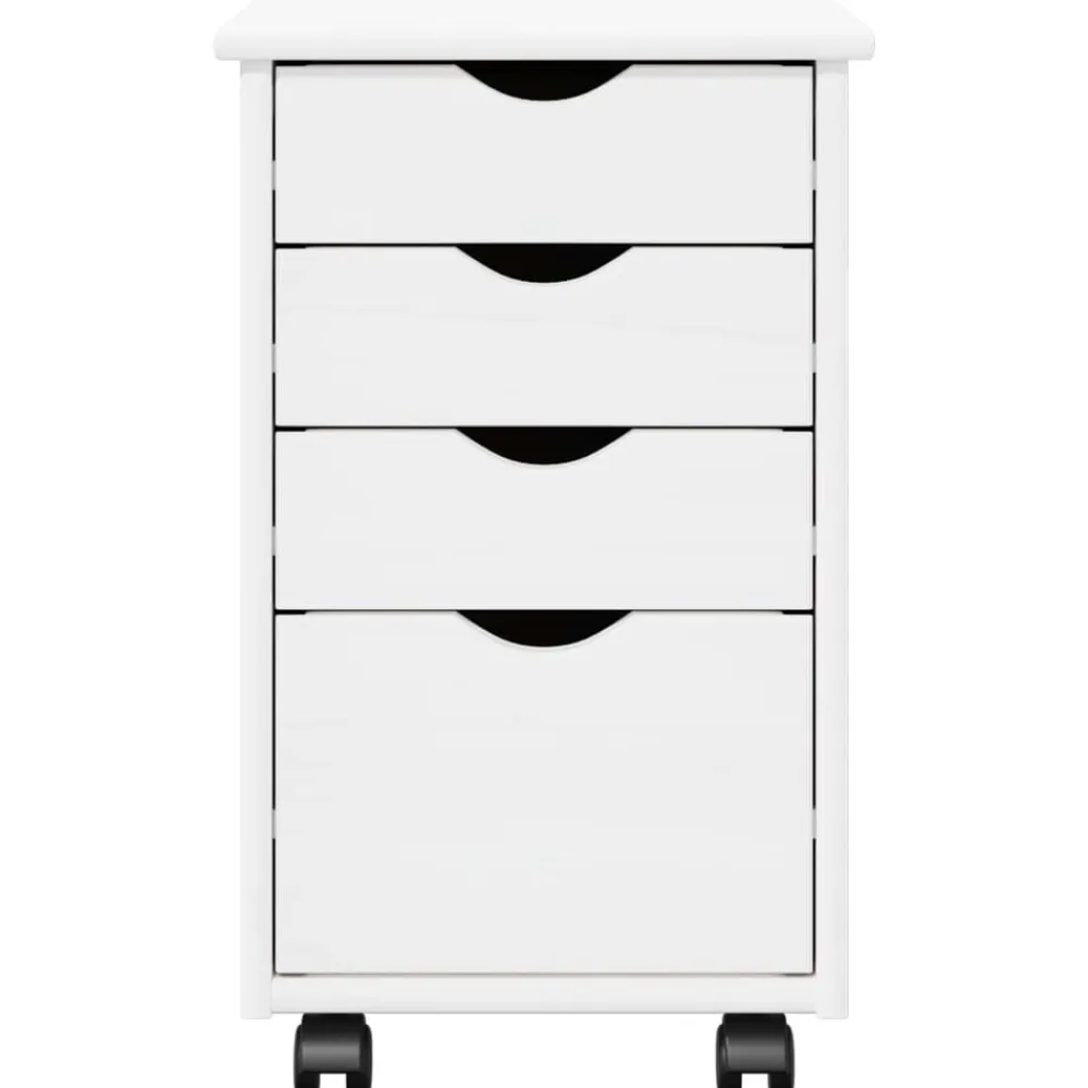 vidaXL Gabinete rodante con rueda 34 x 39 x 56 cm Pino macizo White New